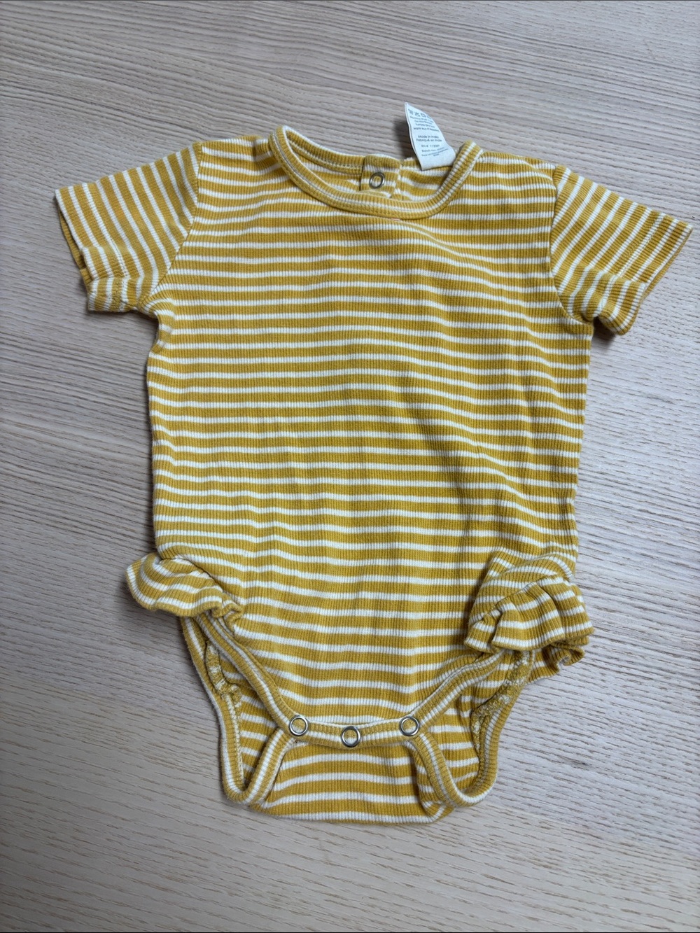 kate quinn Yellow and White Striped Baby Bodysuit